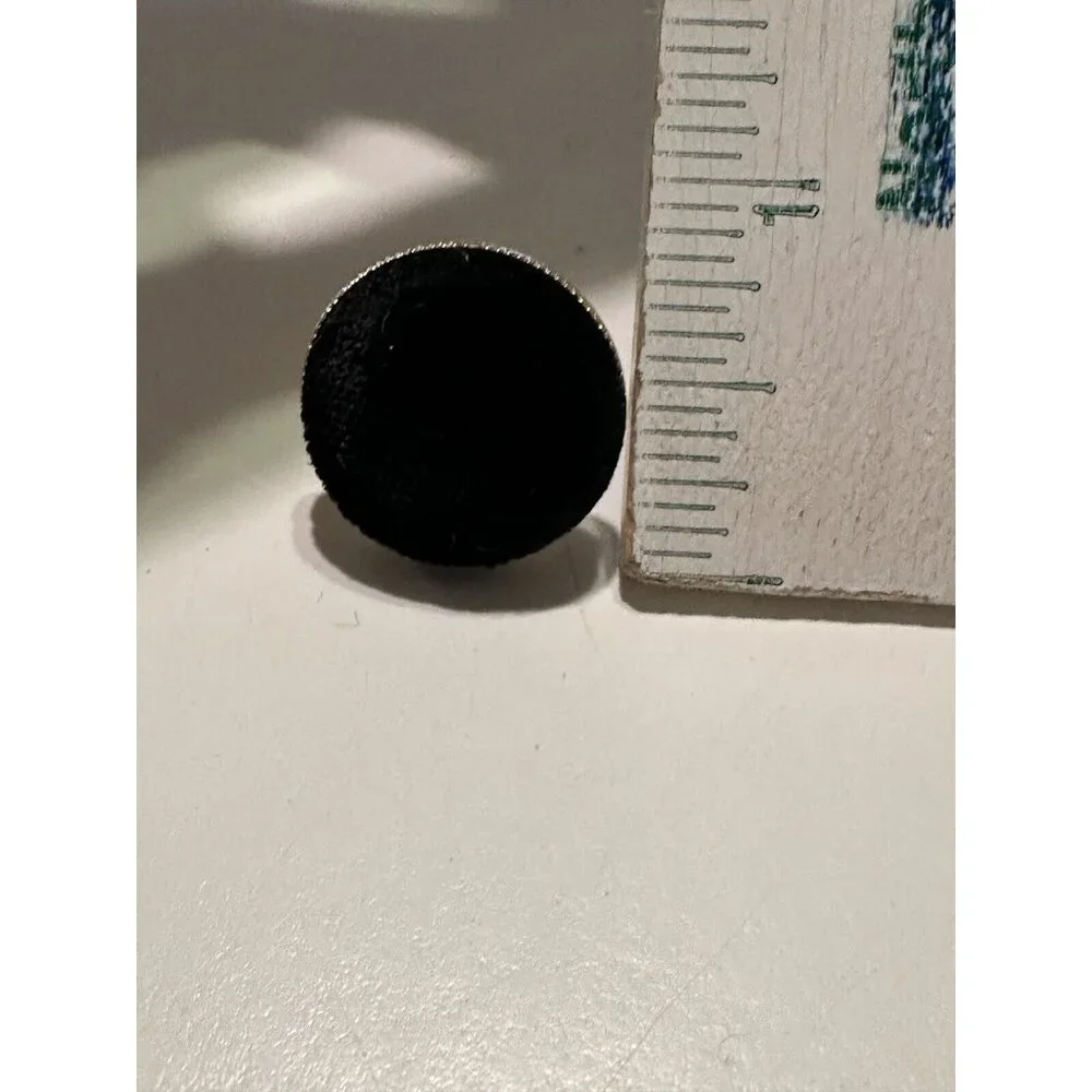 Black Crushed Velvet Velour Gold Tone Button Shape Cufflinks Wedding Formal